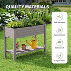 33.7" Tall Raised Garden Bed with Wheels, Divisible Plastic Planter Box with Drainage Gauge & Storage Shelf, Herb Garden Planter for Garden Patio Backyard, Gray (33.7" h) - Image 6