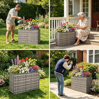 Raised Garden Bed Outdoor - 23in Tall Rattan Large Raised Planter Flower Bed, All-Weather Planter Box with 2 Drainage Holes for Planting Flowers Herb Vegetables Tomatoes, Herbs Strawberry - Image 7