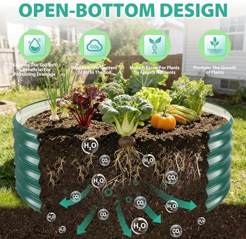 YSEJOMP 17" Tall 48" Diameter Round Raised Garden Bed Kits Outdoor Green - Image 2