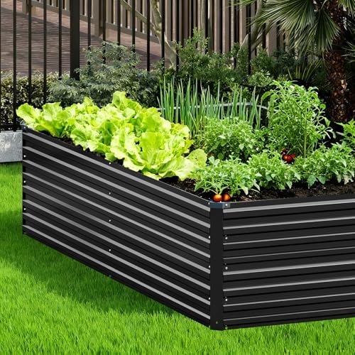 Vengarus 8x4x2ft Galvanized Raised Garden Bed,Metal Raised Beds Kit Black - Image 5