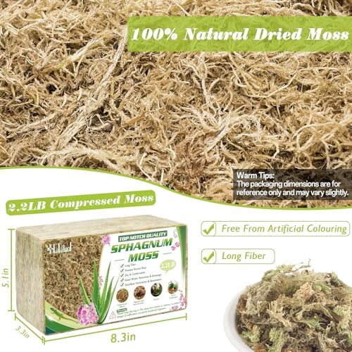 Halatool 2.2 LB Sphagnum Moss for Plants, 40 QT Long Fiber Orchid Moss - Image 2