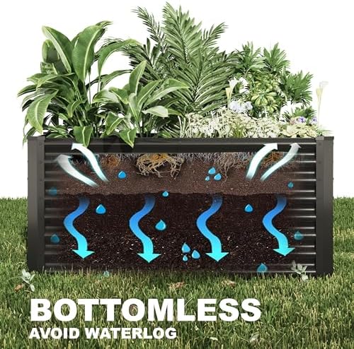 12x2x2ft Raised Garden Beds Outdoor Kit, Galvanized Planter Garden Boxes Outdoor, Metal Raised Garden Beds for Vegetables,Fruits,Herb,Flower,Black - Image 5