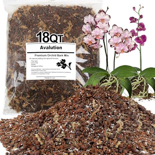 Orchid Bark Potting Mix 18 Quart, Mix Pine Bark,Perlite, Sphagnum Moss and Clay Pebbles for Plants, Orchid Garden Soil for Potting,Repotting by Avalution