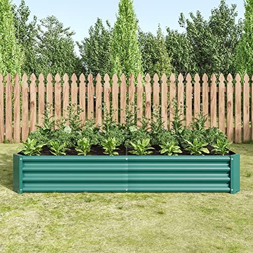 Metal Raised Garden Bed for Outdoor Vegetable & Flower Gardening: 7.6x3.7ft Large Galvanized Steel Planter Box, Easy Assembly Deep Root Garden Beds for Backyard, Patio (Green with 6x3x1ft) by Unknown