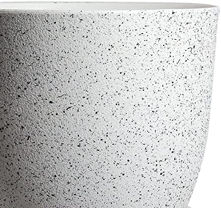 WOUSIWER Plant Pots 10/9/8 inch, Set of 3 Modern Decorative Plastic Planters with Drainage Holes and Saucers for House Plants Indoor Flowers Plants, White Speckles - Image 5