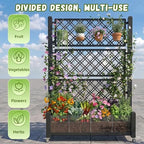 Vixzen Raised Garden Bed Elevated Planter Box Resin Outdoor Plant Stand with Wheels Climbing Trellis Drainage Water Gauge Gardening Patio(Black) - Image 5