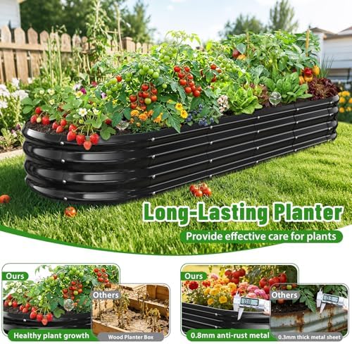 Black Oval Raised Garden Bed / Galvanized Steel Planter Box,6 x 2 x 1FT - Image 6