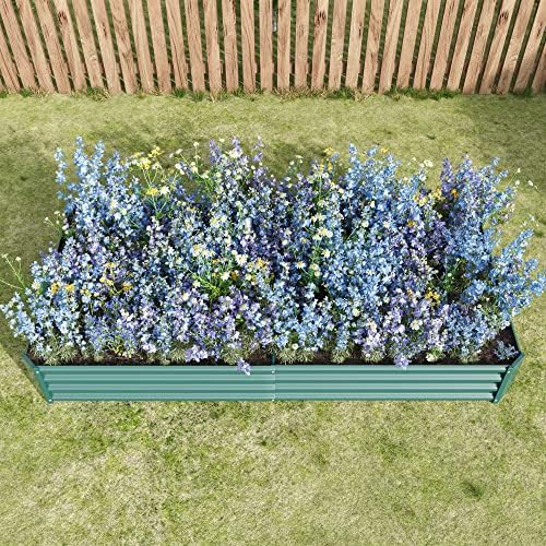 Metal Raised Garden Bed for Outdoor Vegetable & Flower Gardening: 7.6x3.7ft Large Galvanized Steel Planter Box, Easy Assembly Deep Root Garden Beds for Backyard, Patio (Green with 8x4x1ft) - Image 3