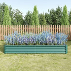 Gagihoom Outdoor Large Galvanized Metal Raided Garden Bed,Planter Box for Flowers Vegetables Fruit,Rectangular (Green, 7.6x3.7x1 ft) - Image 3