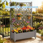 Vixzen 64" Tall Raised Garden Bed,Outdoor Large Resin Planter Box with Trellis and Drain Plug for Climbing Plants,Easy to Assemble,Water Monitor,Mobility(Light Brown, 43.43"×18.27"×64.29") - Image 6