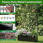 Privacy Planters for Patio – Metal Raised Garden Bed with Trellis and Privacy Screen, 71" x 35" x 16" Planter Box with Drainage Holes for Climbing Plants, Vegetables, and Vines, Outdoor Backyard Black - Image 4