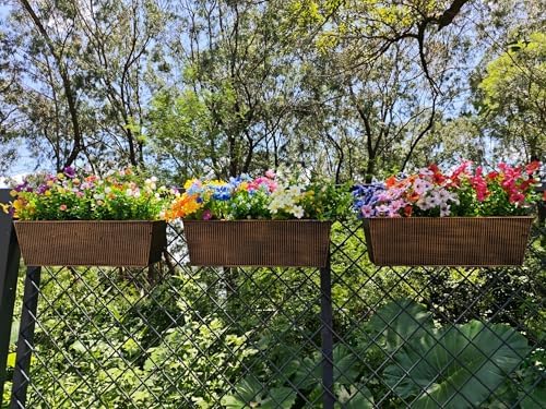 3 Pcs Large Hanging Flower Pots for Railing or Fence 16 Inch Railing Planter Box for Any Balcony Porch or Deck Countryside Style Window Planter Boxes Are Perfect to Herbs & Flowers (Retro-3pcs) - Image 4
