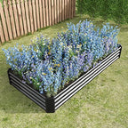 Metal Raised Garden Bed Outdoor, Rectangle Galvanized Rustproof Raised Planter Boxes for Flowers, Plants, Vegetables, Herbs (Black, 8x4x1FT) - Image 3