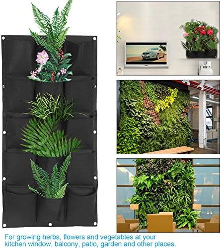 Zerone Garden Planter Bag Pocket, 7/12/15/18 Pockets Planting Bag Garden Balcony Wall Vertical Flower Plants Hanging Planter(15 Pockets) - Image 4