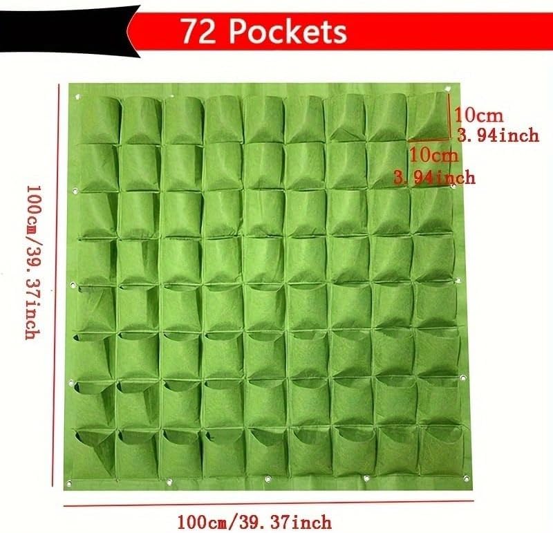 Vertical Wall Planter Bags - Premium Felt Hanging Garden Water-Preserving Back | Auto Drain | 2-81 Pockets | Herbs/Flowers (Black,72 Pocket) - Image 2