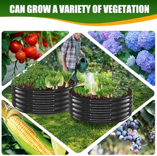 TBMLC 17" Tall,4 FT Diameter Elevated Round Metal Raised Garden Bed Black - Image 6