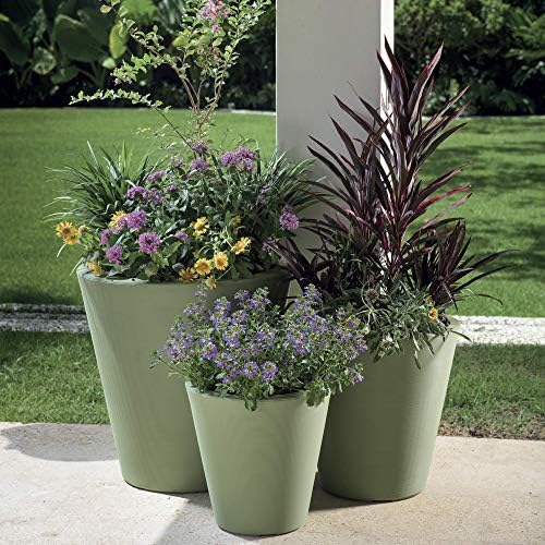 Crescent Garden Madison Planter– Weather-Resistant, Double Walled Indoor/Outdoor Plant Pot with Drain Hole – Durable All-Season Flower Container, 16" W (Bark) - Image 6