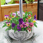 Patio Umbrella Planter 2 PCS Wrap Around Umbrella Planter Carving with Umbrella Hole Half Round Flower Pot Outdoors（11.41 * 11.41 * 4.72inch） for Terrace Tables(Grey) - Image 4