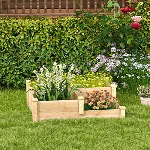 HAPPYGRILL 3-Tier Raised Garden Bed, Wood Elevated Flower Box with Open-Ended Base & Plug-in Connector, Outdoor Planter Raised Beds for Vegetables, Herbs & Fruits - Image 3