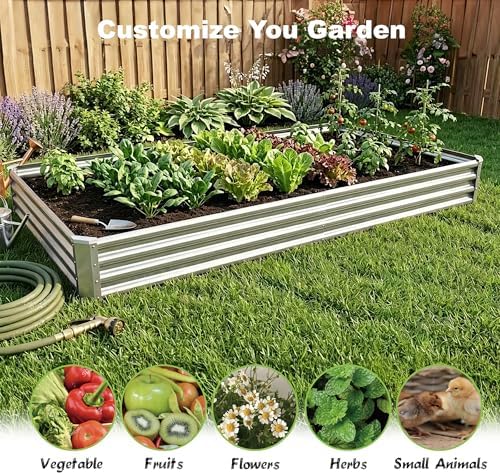 8x4x1ft (2 Pack) Raised Garden Bed Kit, Galvanized Planter Box Outdoor, Metal Raised Garden Beds for Flower,Vegetables, Herb,Silver - Image 2