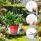 Plastics Hanging Basket Drip Pans (6-Pack) | Catcher-Clear, Round Hanging Plant Tray Saucer with Built-in 4 Pcs Hooks & Water Catcher for Indoor & Outdoor Hanging Basket Flower Pot - Image 5