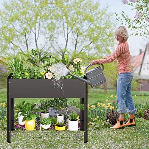 PROXRACER Raised Garden Bed with Detachable Legs Elevated Metal Planter Box for Growing Fresh Herbs Vegetables Flowers Succulents&Other Plants for Outdoor Backyard Patio Deck Balcony Black L - Image 3