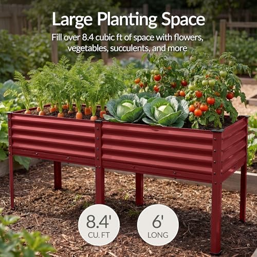 Best Choice Products 72x24x30in Non Toxic Galvanized Raised Garden Bed, Metal Elevated Planter Box, Vegetable Garden, 100% Non Toxic Materials - Royal Red - Image 4