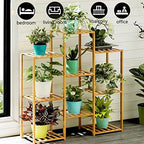 Indoor Ladder Plant Stand, 3-Tier 9 Potted Bamboo Outdoor Tall Plant Shelves, Multifuncional Wood Flower Pot Holder Display Rack Organizer for Office, Living Room, Balcony and Garden - Image 2