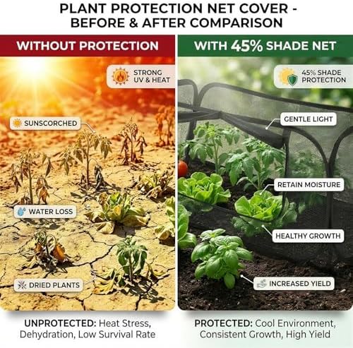 QwayHome 2Pack Garden Covers for Raised Beds, Pop Up Mesh Plant Protect Covers, Black 45% Sunblock Plant Shade Tent, Vegetable Seedling Crop Cage for Against Animals, With 8 Stakes L*W*H - 45*22*16in - Image 4