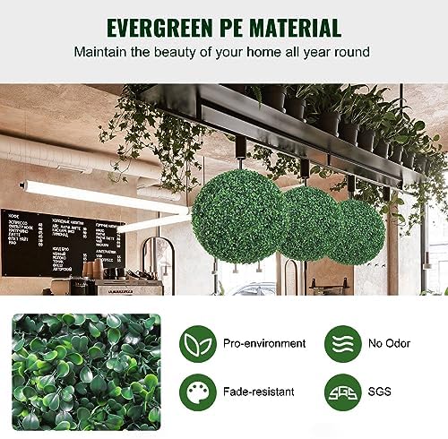 VEVOR 2 Pcs 16” Artificial Plant Topiary Ball, 4 Layers Faux Boxwood Balls, All-Year Green Faux Plant Decorative Balls for Backyard, Balcony,Garden, Wedding and Home Décor - Image 4