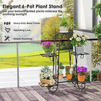 S AFSTAR 6-Tier Metal Plant Stand, Heavy-Duty Plant Display Stand Rack w/ Adjustable Footpads, Slatted Support Panel, Elevated Base, Decorative Flower Potted Holder Rack for Balcony, Living Room, Easy Assembly - Image 3