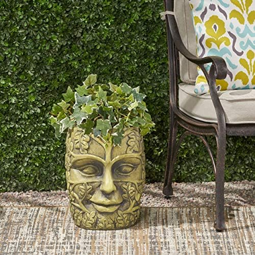 Christopher Knight Home Elliott Outdoor Mother Earth Urn, Antique Green Finish - Image 2