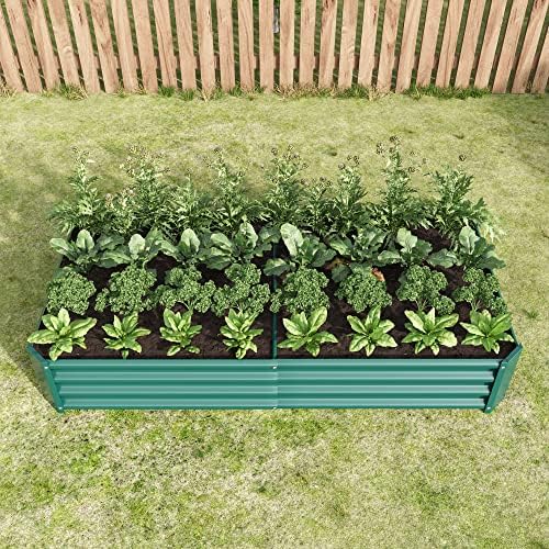 Outdoor Large Galvanized Metal Raided Garden Bed,Planter Box for Flowers Vegetables Fruit,Rectangular (Green, 6x3x1 ft) - Image 2