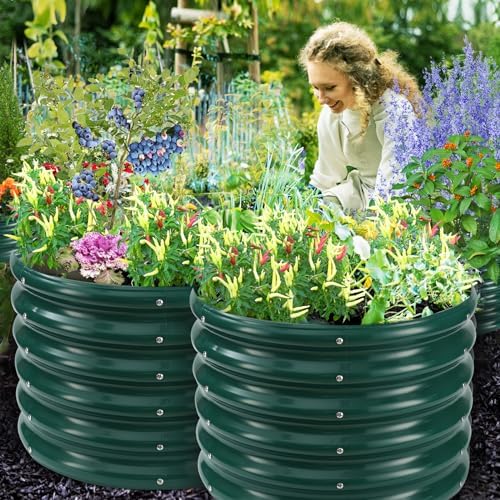 YSEJOMP 17" Tall 24" Diameter Round Raised Garden Bed Kits Outdoor Green - Image 6