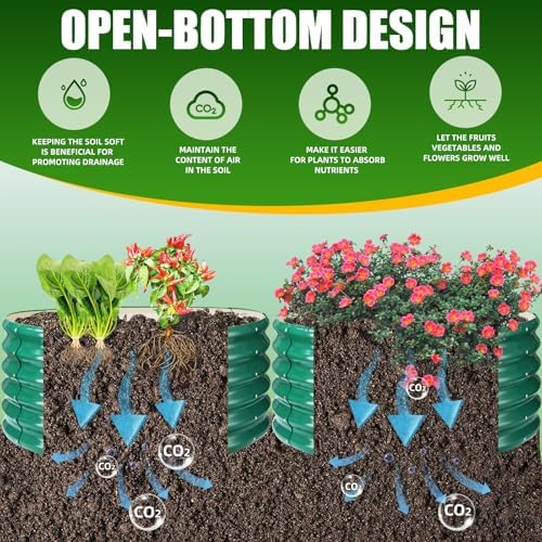 TBMLC 17" Tall,40" Diameter Elevated Round Metal Raised Garden Bed Green - Image 2