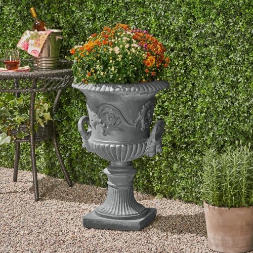 Large Urn Planter Pot, Retro Concrete Plant Container, Weatherproof Decorative Flower Pot for Outdoor Patio Courtyard Lawn Indoor Living Room Lobby Decoration - Image 3