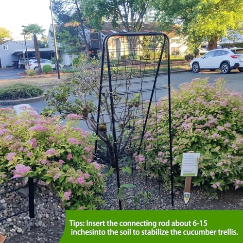 Heavy Duty 50"x17" Adjustable A-Frame Trellis for Climbing Plants – Rust-Proof Metal Garden Trellis with Dense Grid Design, Perfect for Raised Beds, Tomatoes, Cucumbers & Outdoor Vines (Green, 1 Pcs) - Image 4