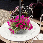 Patio Umbrella Planter 2 PCS Wrap Around Umbrella Planter Carving with Umbrella Hole Half Round Flower Pot Outdoors（11.41 * 11.41 * 4.72inch） for Terrace Tables(Grey) - Image 6