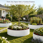 5FT Round Raised Garden Bed, Heavy Duty Galvanized Metal Planter Box for Vegetables, Flowers & Herbs, Rust-Resistant Outdoor Gardening Bed with Modern White Finish & Easy DIY Assembly - Image 2