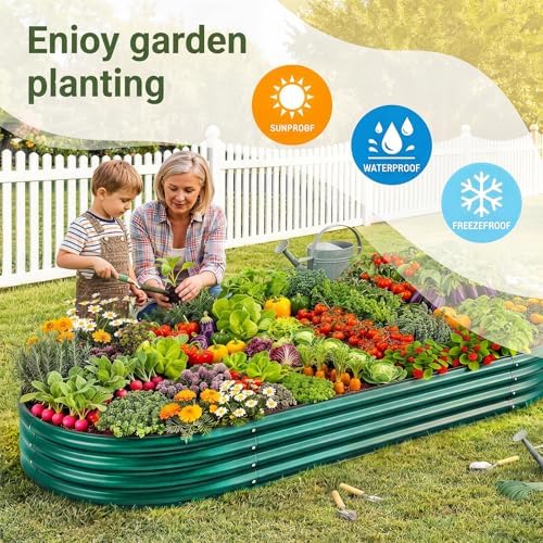 Land Guard 2Pcs 8ft Galvanized Steel Raised Garden Bed, 8 x 4 x 1 ft Large Metal Raised Planter Beds, Raised Garden Bed for Vegetables, Green - Image 6