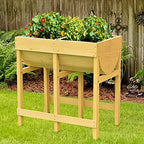 GIANTEX Raised Garden Bed, Elevated Wood Planter Box Stand, Planter Garden Grow Box Kit W/Legs for Vegetable Flower Herb, Outdoor Planter Box W/Shelf for Garden Patio Backyard Natural - Image 2