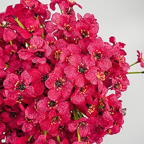 Uieke 72 Bundles Artificial Fake Flowers Outdoor UV Resistant Faux Plants Plastic Cemetery Flowers No Fade Outside Home Garden Porch Window Box Summer Décor -Rose Red - Image 2