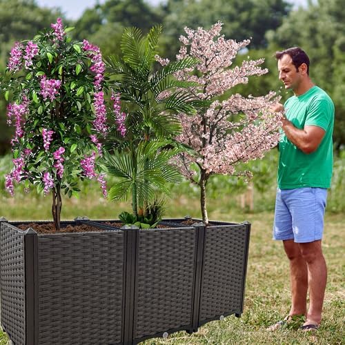 Raised Garden Bed Large Planters for Outdoor Plants Rectangular Elevated Planter Boxes Patio Balcony Deck for Planting Flowers, Vegetables, Tomatoes, and Herbs - Image 2