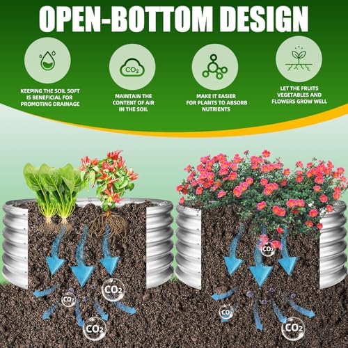TBMLC 17" Tall,40" Diameter Elevated Round Metal Raised Garden Bed Silver - Image 2