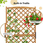 S AFSTAR Raised Garden Bed with Trellis, Indoor & Outdoor Wood Elevated Plant Container with Diamond Shaped Trellis & Drain Hole, Above Ground Garden Bed for Vine Climbing Plants - Image 3