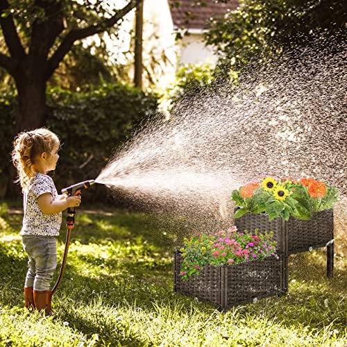 S AFSTAR Raised Garden Bed with Removable Legs & Brackets, 4 Pack Elevated Garden Planter Kits for Flowers Fruits Vegetables, Multiple Combination Planting Box Container for Garden Patio Balcony - Image 2