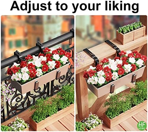 HFHOME 6PCS Adjustable Planter Box Brackets, Brackets for Window Boxes Planters Hanging Flower Box Holders, Wall Mount Holder for Windowsills, Garden, Fences, and Balcony - Black (Patent Registered) - Image 6