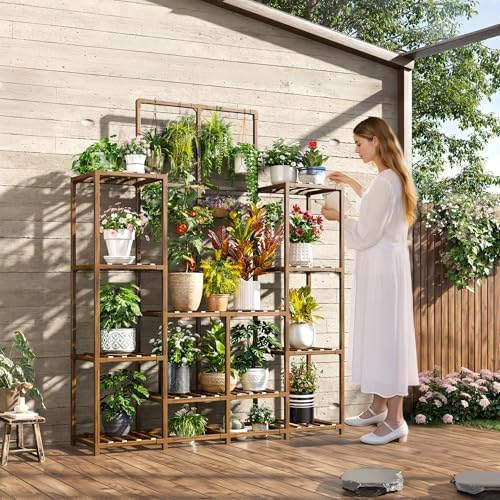 EnHomee Plant Stand. Storage 16-18 Pots, Sturdy & Stable, Adjustable Shelf - Image 6