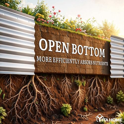 YITAHOME 24" Tall 9 in 1 Large Raised Garden Bed Kit, 8x2x2ft Galvanized Metal Planter Box with Gloves and Safety Rubber, Outdoor Above Ground Planters for Plants Vegetables Flowers, Silver Gray - Image 4