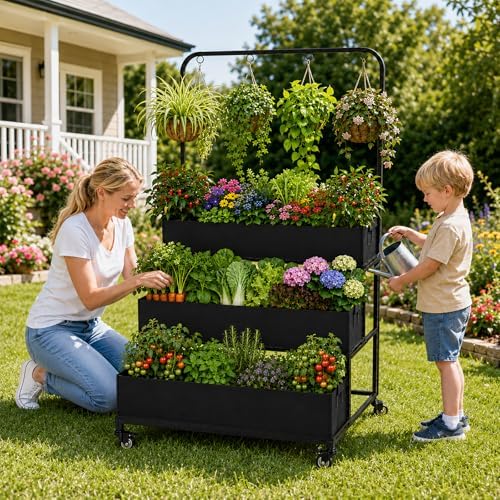 Qidejoy 3 Tiered Outdoor Plant Shelf, Folding Plant Stand, Easy Assembly - Image 5